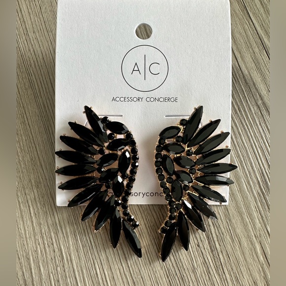 Vici Swan Crystal Drop Earrings in Black - Picture 8 of 15